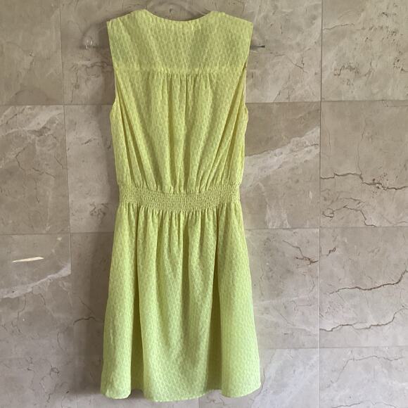 Shoshanna Isabel Mini Dress Silk Y2K Neon Yellow Houndstooth Preppy USA - Size 4 - Picture 2 of 11